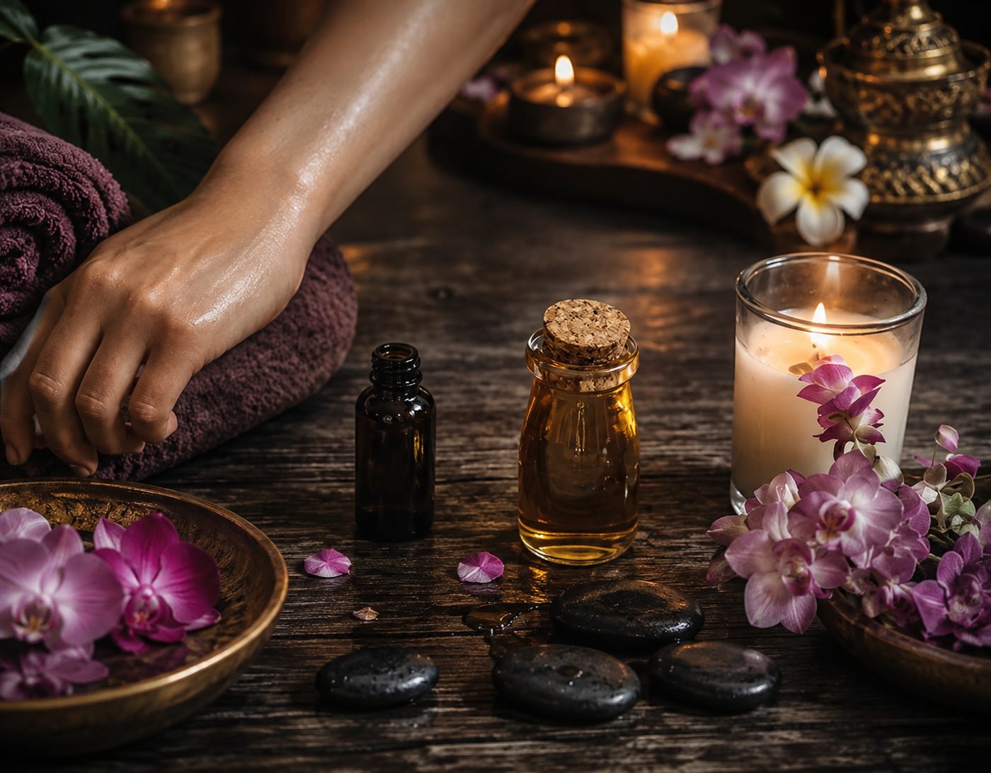 Aroma Thai-Öl-Massage mit ätherischen Ölen