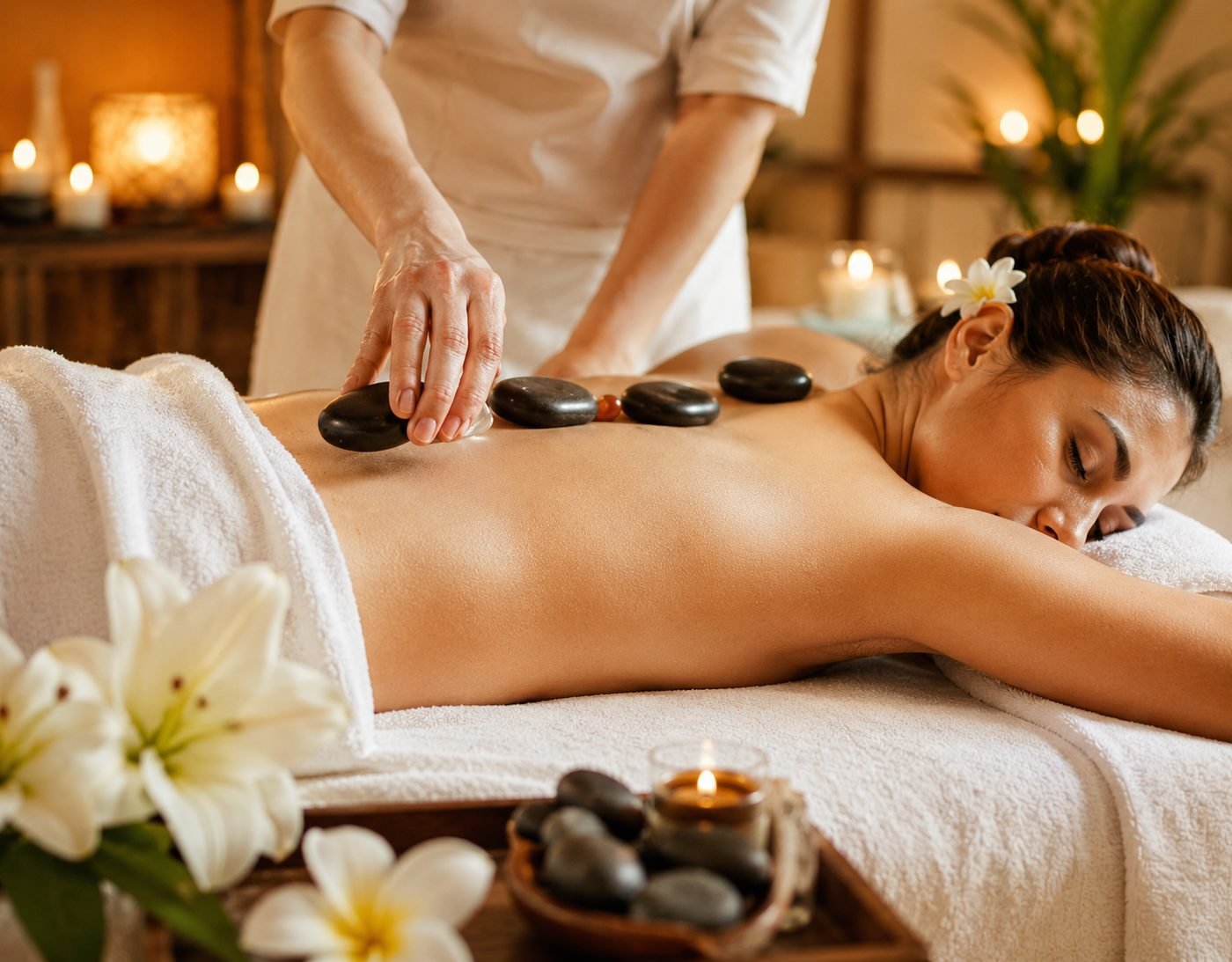 Hot Stone Massage mit erhitzten Steinen